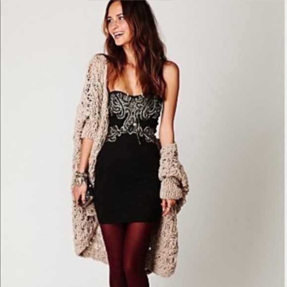 Free People Strapless Bodycon Beaded Dress Mini - Picture 1 of 7